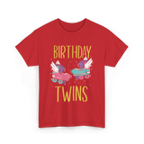 Birthday Twins Roller Skates T-Shirt - Red