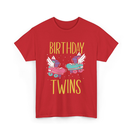 Birthday Twins Roller Skates T-Shirt - Red