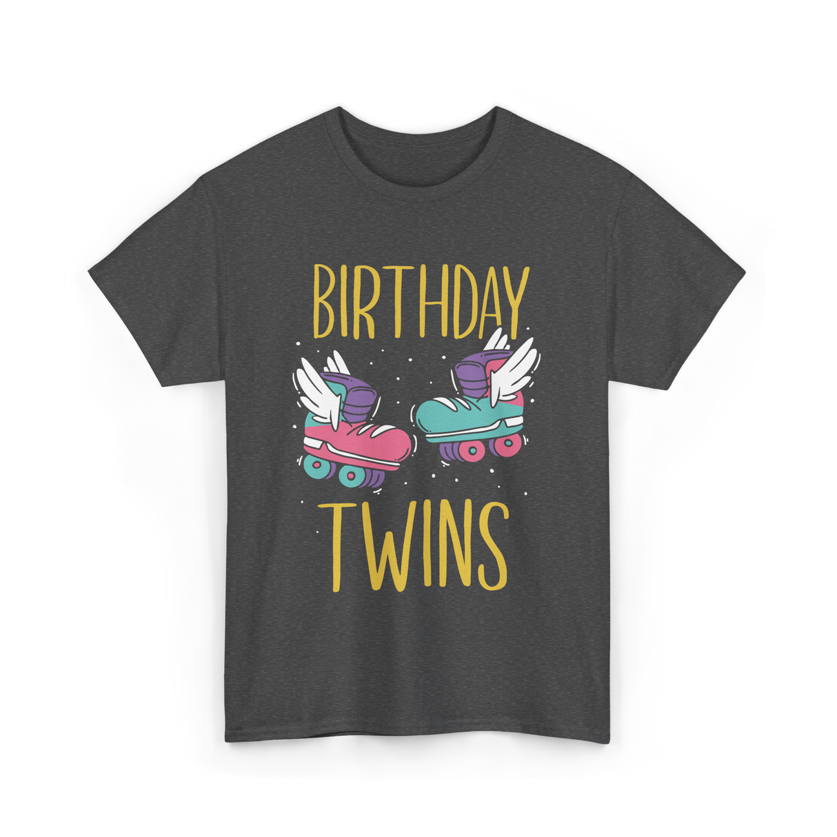 Birthday Twins Roller Skates T-Shirt - Dark Heather