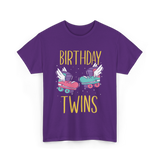 Birthday Twins Roller Skates T-Shirt - Purple