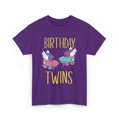 Birthday Twins Roller Skates T-Shirt - Purple