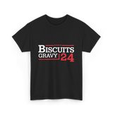 Biscuits Gravy 24 Breakfast Food T-Shirt - Black