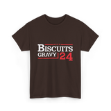 Biscuits Gravy 24 Breakfast Food T-Shirt - Dark Chocolate