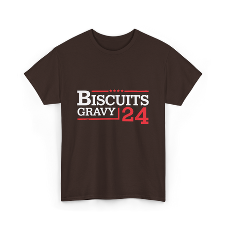 Biscuits Gravy 24 Breakfast Food T-Shirt - Dark Chocolate