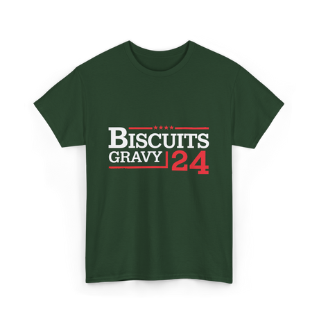 Biscuits Gravy 24 Breakfast Food T-Shirt - Forest Green