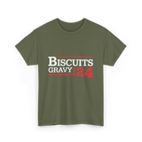 Biscuits Gravy 24 Breakfast Food T-Shirt - Military Green