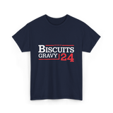 Biscuits Gravy 24 Breakfast Food T-Shirt - Navy