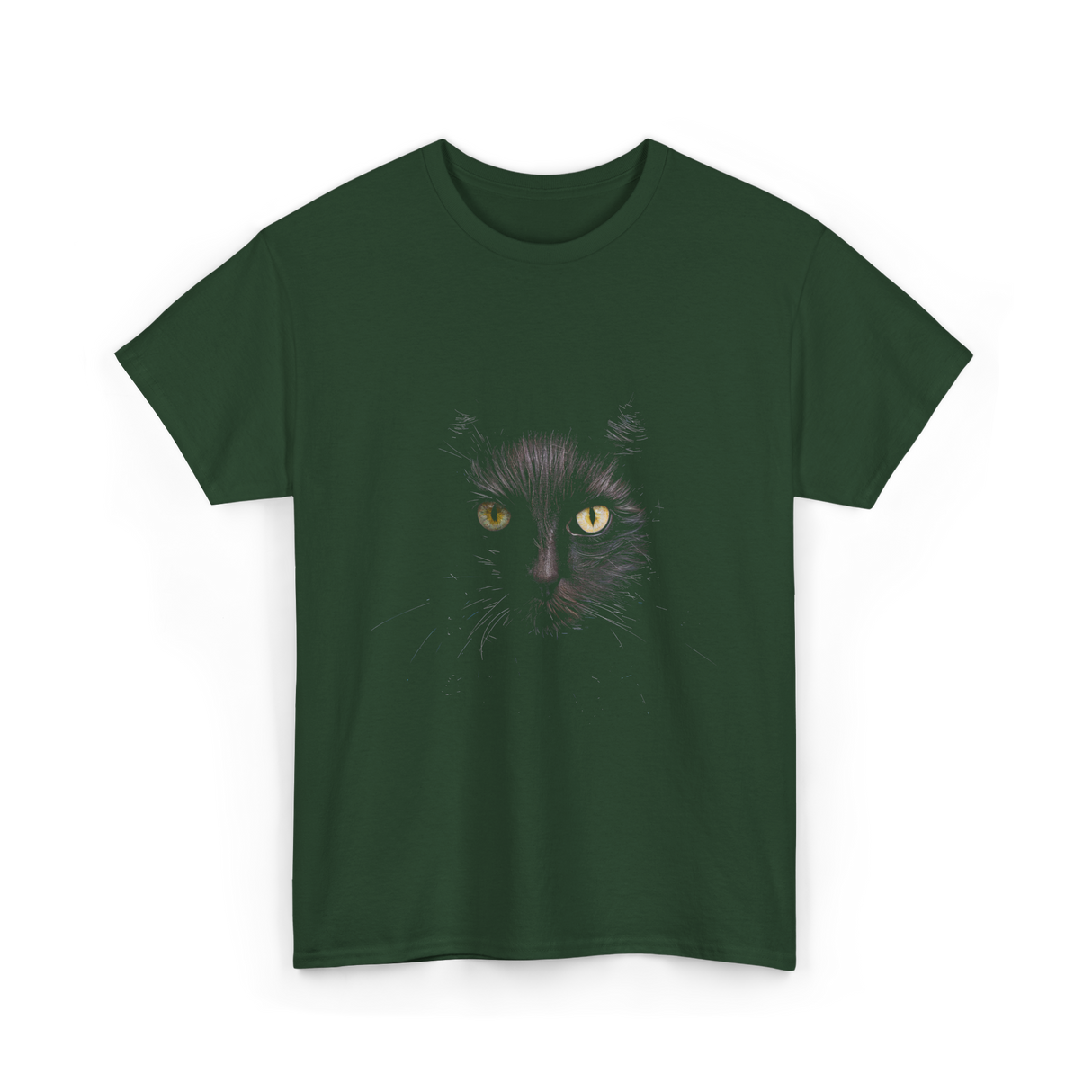 Black Cat Cat Lover T-Shirt - Forest Green