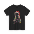 Black Cat Christmas Cat Lights T-Shirt - Black