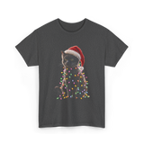 Black Cat Christmas Cat Lights T-Shirt - Dark Heather