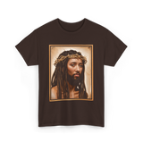 Black Jesus Crown Of Thorns Jesus T-Shirt - Dark Chocolate