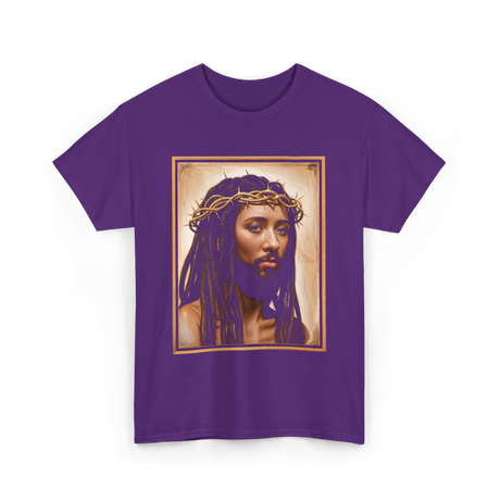 Black Jesus Crown Of Thorns Jesus T-Shirt - Purple