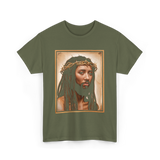 Black Jesus Crown Of Thorns Jesus T-Shirt - Military Green