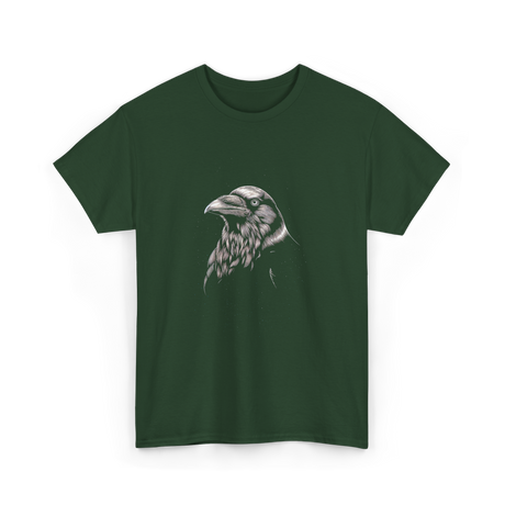 Black Raven Artwork Raven T-Shirt - Forest Green