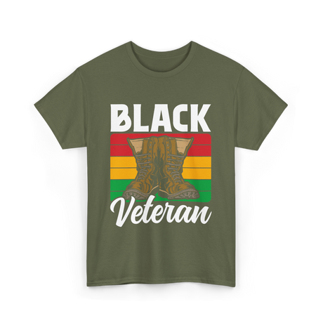 Black Veteran Boots Military T-Shirt - Military Green