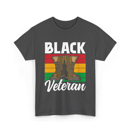 Black Veteran Boots Military T-Shirt - Dark Heather