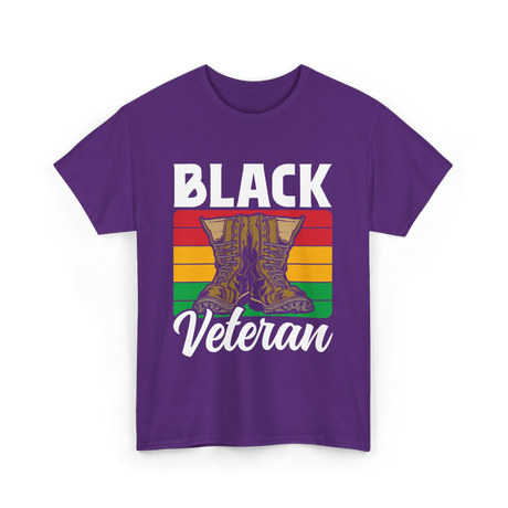 Black Veteran Boots Military T-Shirt - Purple