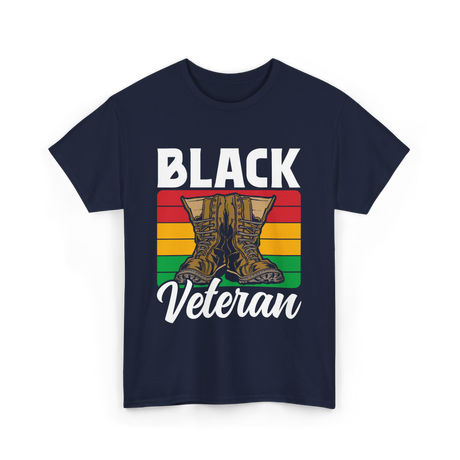 Black Veteran Boots Military T-Shirt - Navy