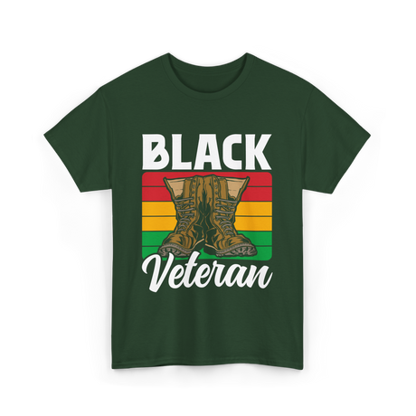 Black Veteran Boots Military T-Shirt - Forest Green