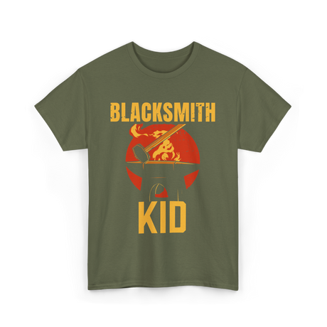 Blacksmith Kid Blacksmithing T-Shirt - Military Green