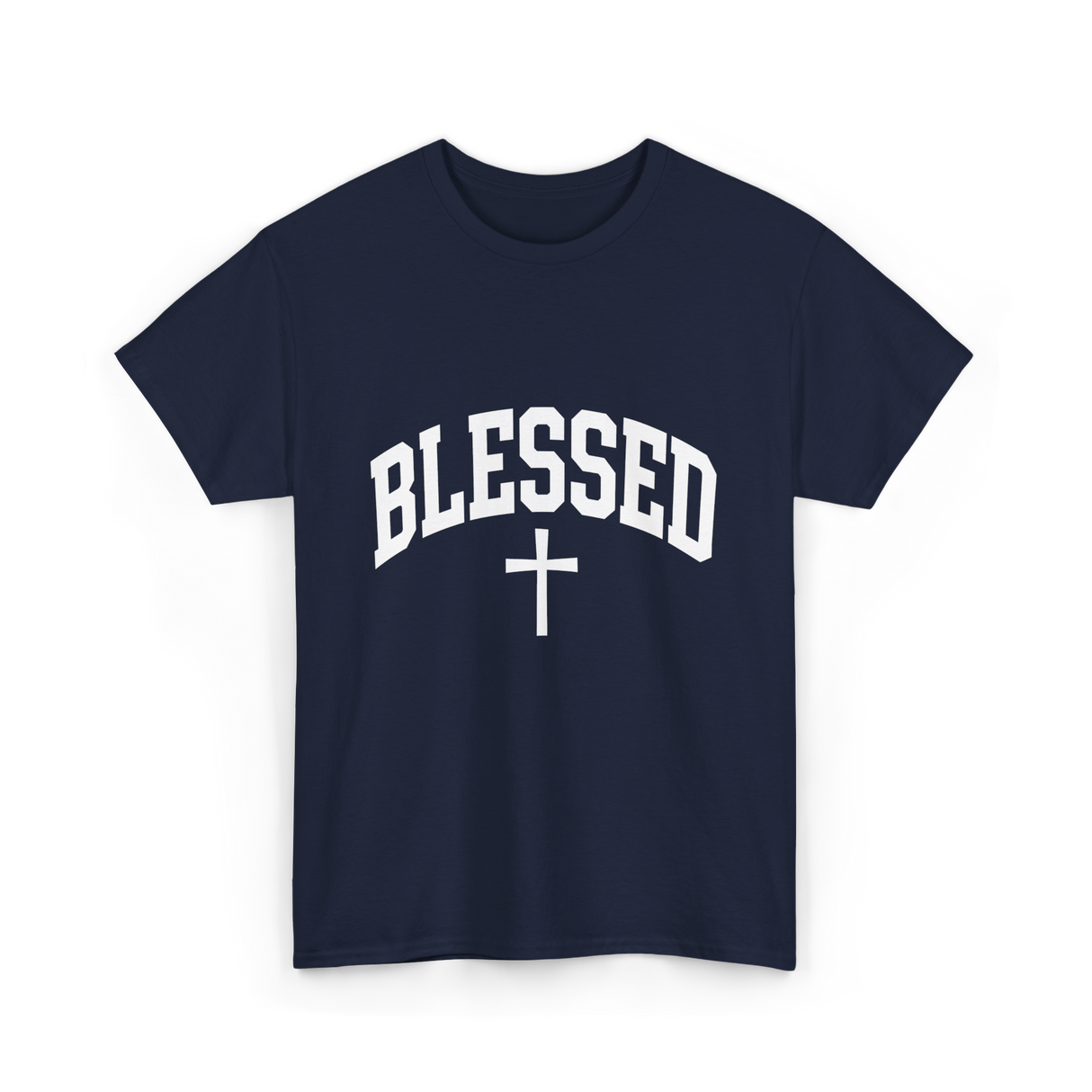 Blessed Cross Faith Christian T-Shirt - Navy