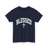 Blessed Cross Faith Christian T-Shirt - Navy