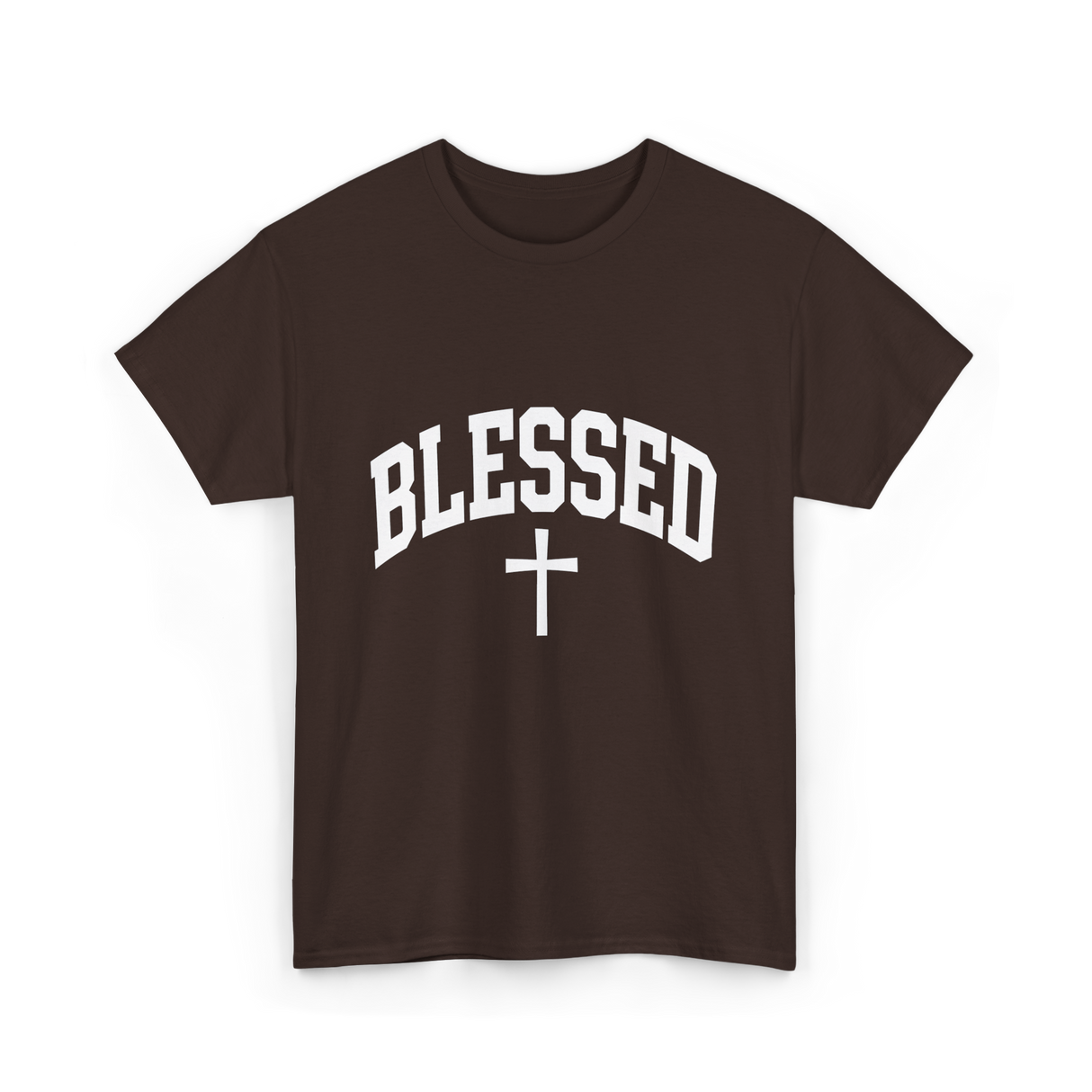 Blessed Cross Faith Christian T-Shirt - Dark Chocolate