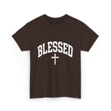 Blessed Cross Faith Christian T-Shirt - Dark Chocolate