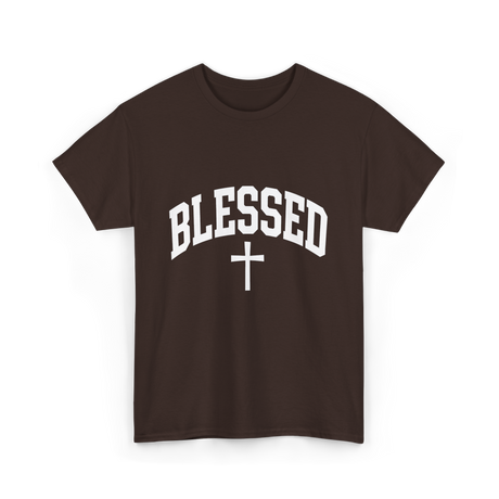 Blessed Cross Faith Christian T-Shirt - Dark Chocolate