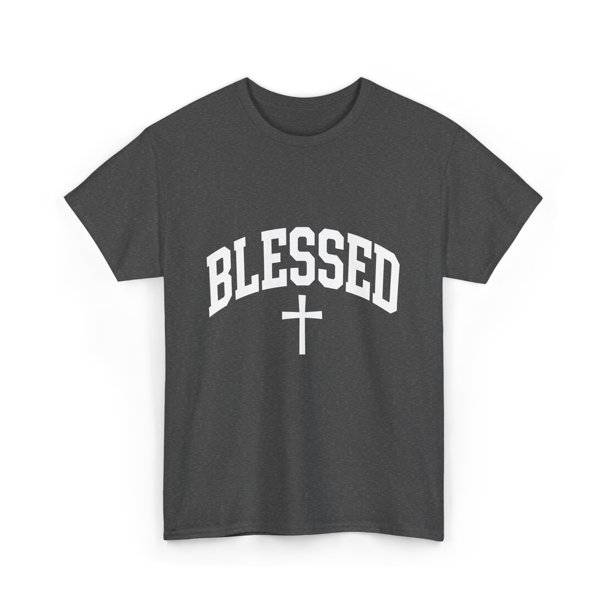 Blessed Cross Faith Christian T-Shirt - Dark Heather