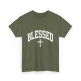 Blessed Cross Faith Christian T-Shirt - Military Green