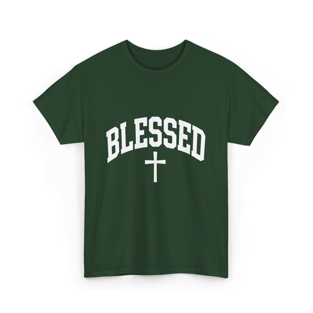 Blessed Cross Faith Christian T-Shirt - Forest Green