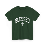 Blessed Cross Faith Christian T-Shirt - Forest Green