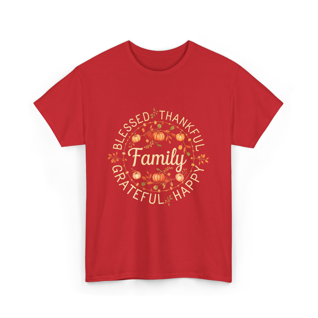 Blessed Thankful Family Grateful T-Shirt - Red