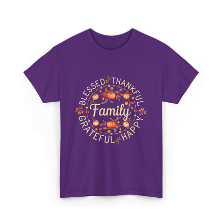 Blessed Thankful Family Grateful T-Shirt - Purple