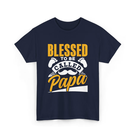 Blessed To Be Called Papa Dad T-Shirt - Navy