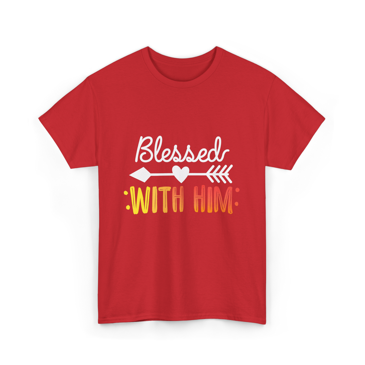 Blessed With Him Couples Love T-Shirt - Red