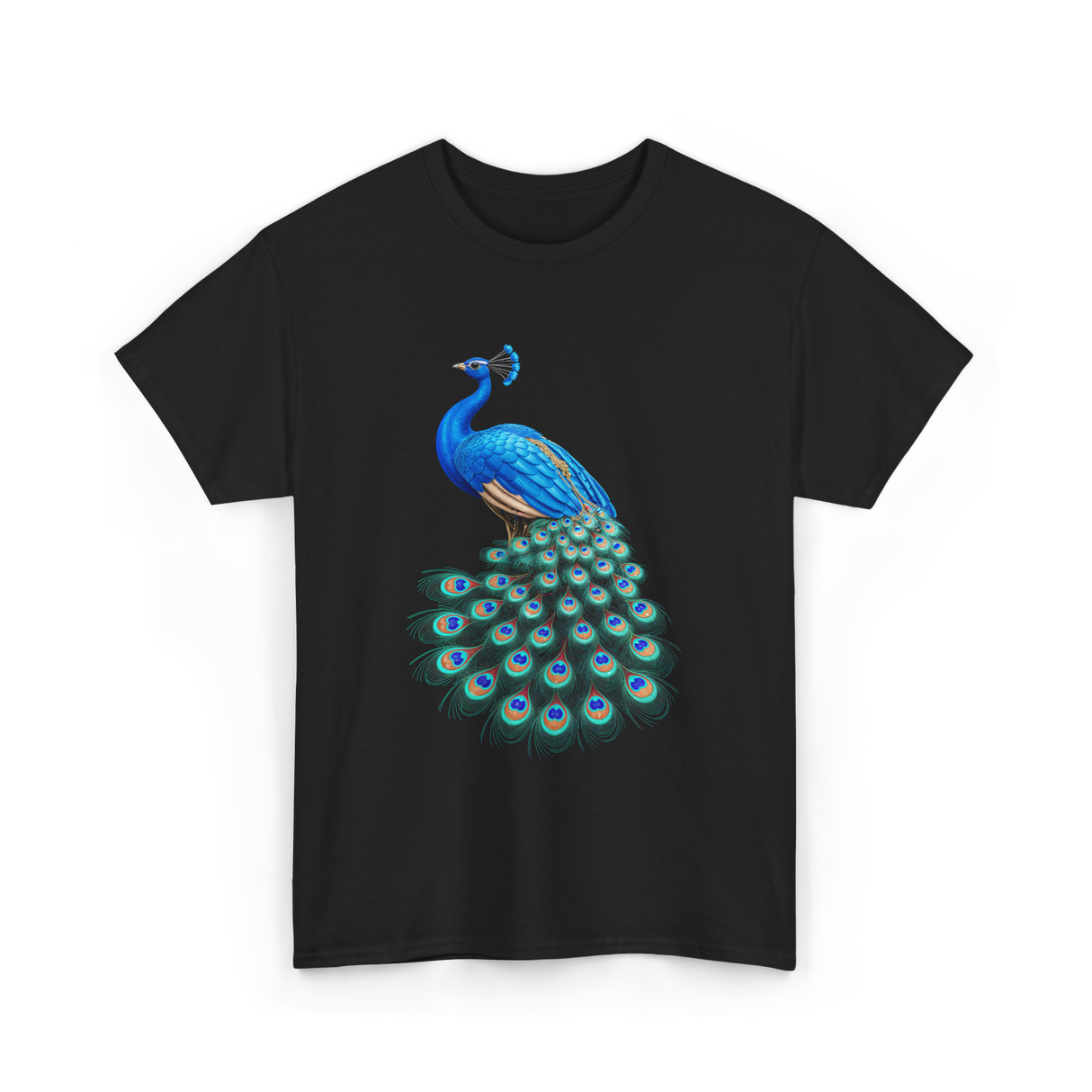 Blue Peacock Bird Lover Peacock T-Shirt - Black