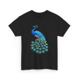 Blue Peacock Bird Lover Peacock T-Shirt - Black