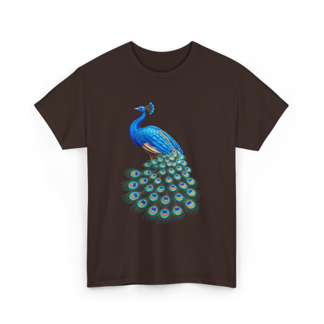 Blue Peacock Bird Lover Peacock T-Shirt - Dark Chocolate