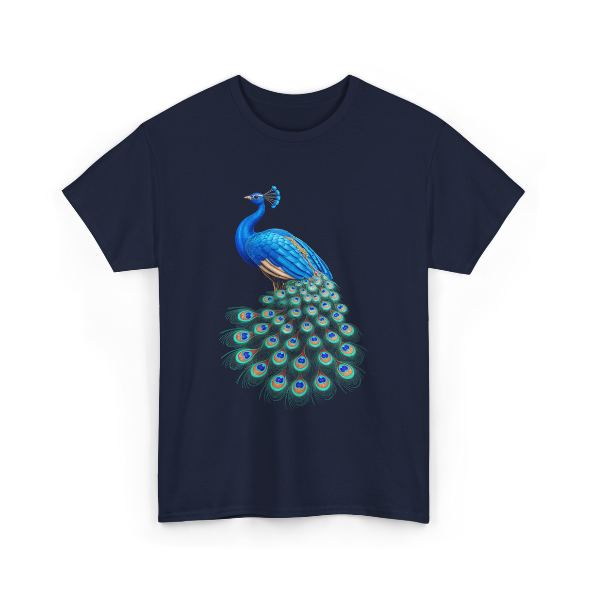 Blue Peacock Bird Lover Peacock T-Shirt - Navy