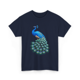 Blue Peacock Bird Lover Peacock T-Shirt - Navy