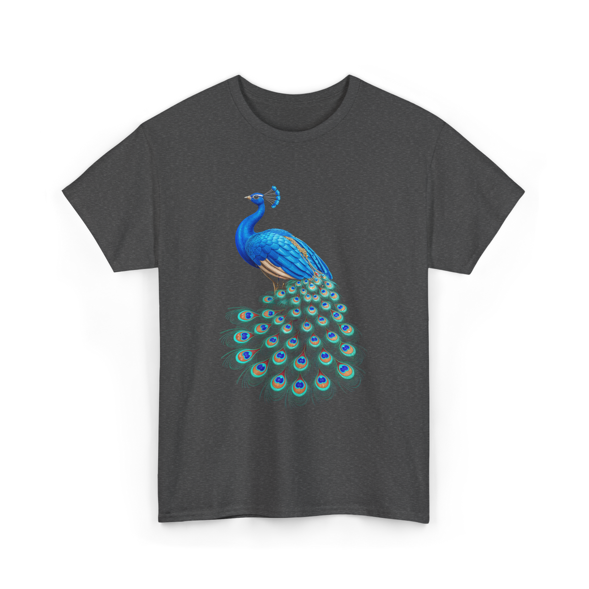 Blue Peacock Bird Lover Peacock T-Shirt - Dark Heather