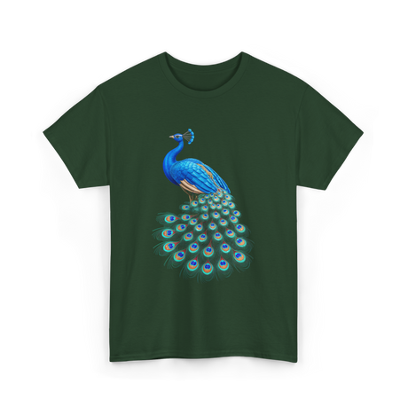 Blue Peacock Bird Lover Peacock T-Shirt - Forest Green