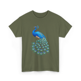 Blue Peacock Bird Lover Peacock T-Shirt - Military Green