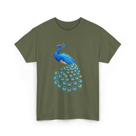 Blue Peacock Bird Lover Peacock T-Shirt - Military Green