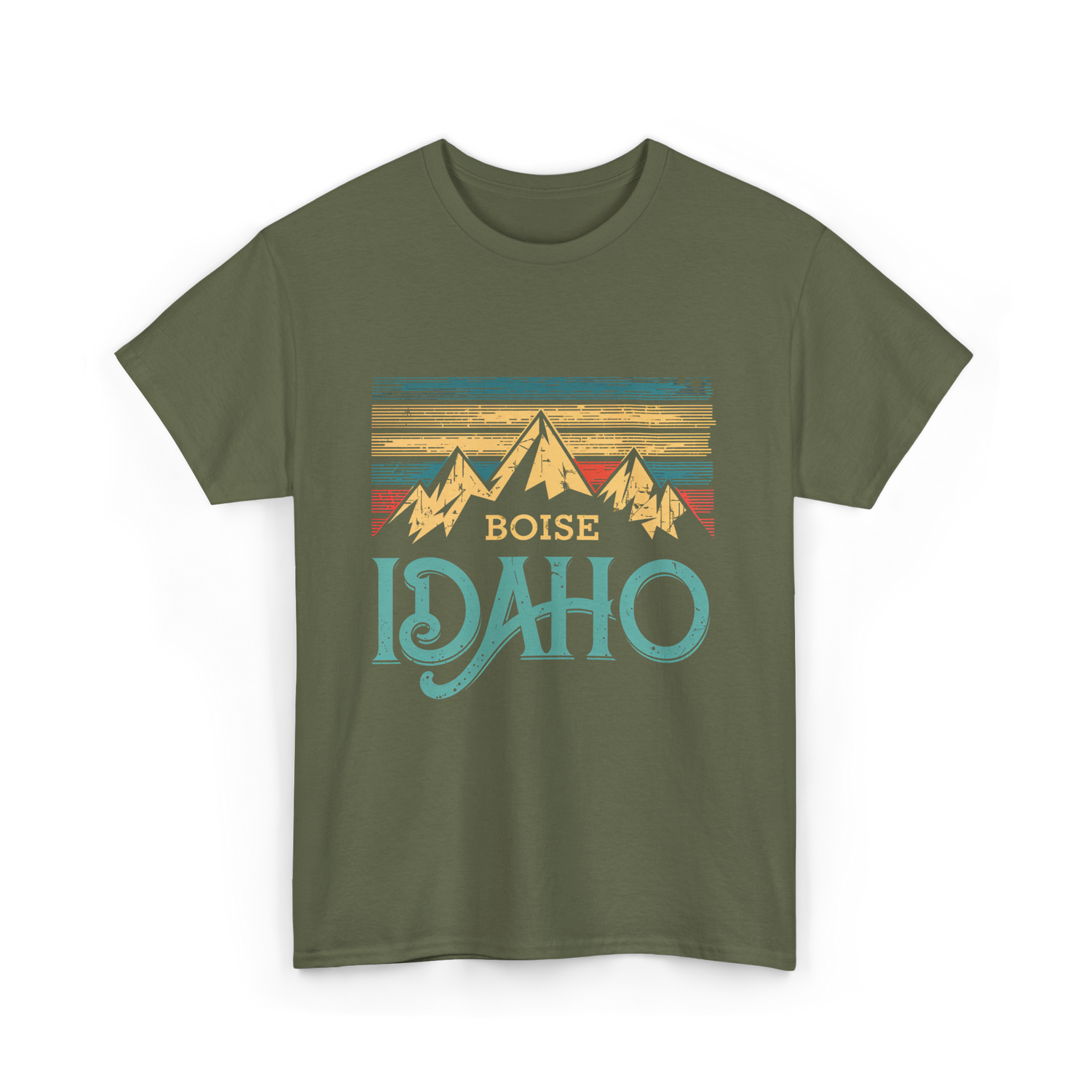 Boise Idaho Mountains Vintage T-Shirt - Military Green