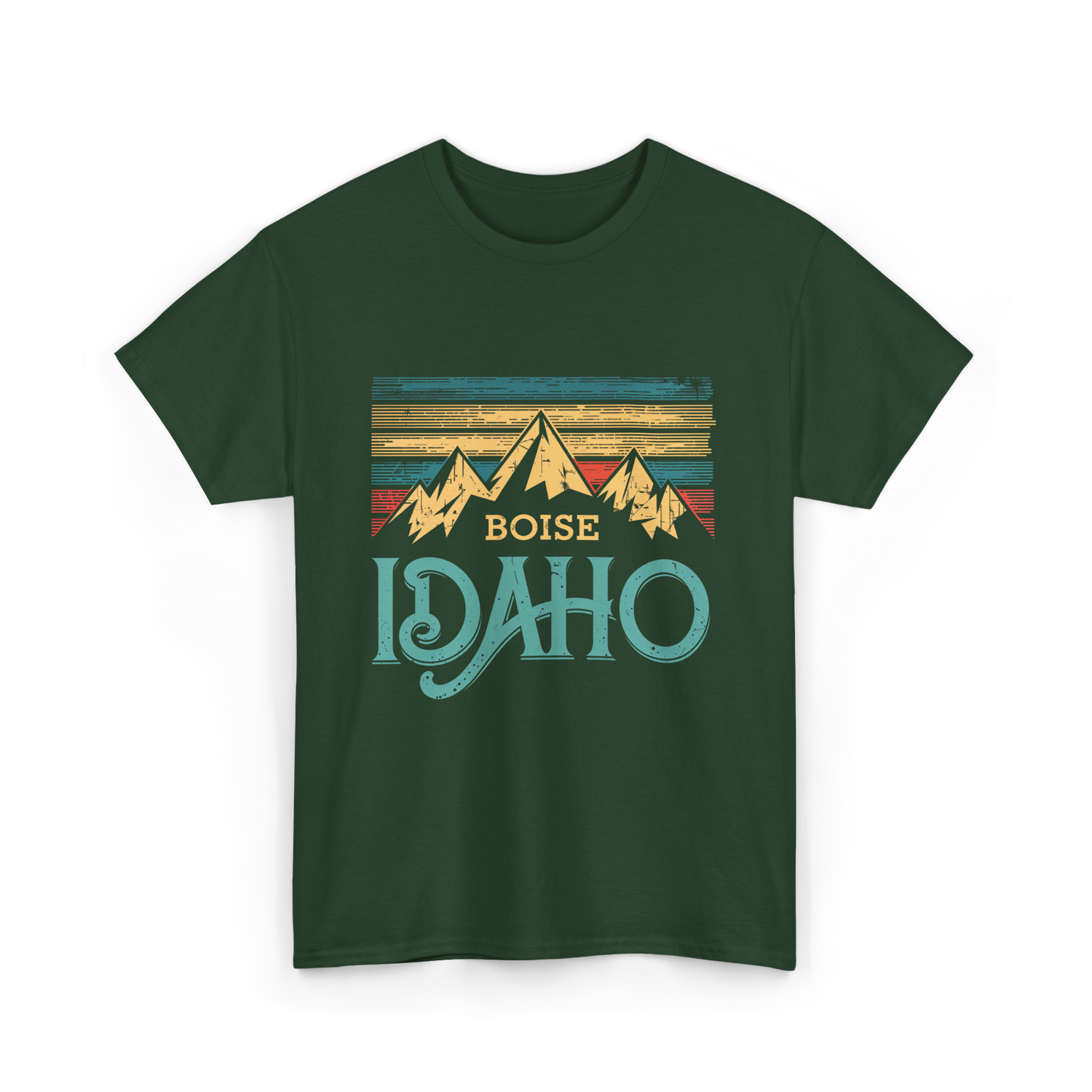 Boise Idaho Mountains Vintage T-Shirt - Forest Green