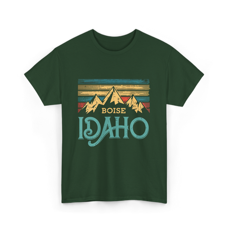 Boise Idaho Mountains Vintage T-Shirt - Forest Green