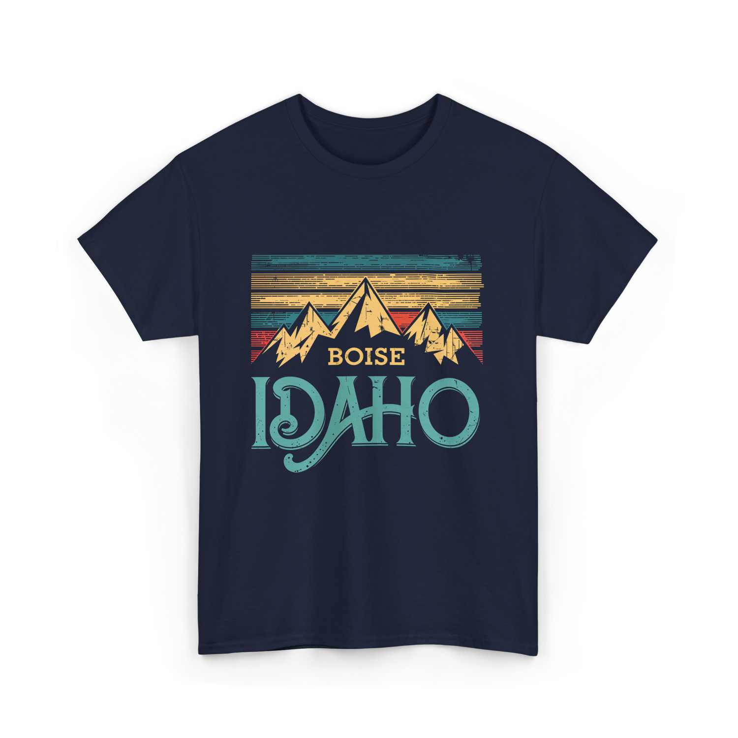 Boise Idaho Mountains Vintage T-Shirt - Navy